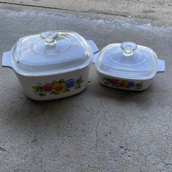 Corningware Other - Corning Ware Summer Blush Lot 2 A-3-B 3Qt A-1-B 1Qt Casserole Pyrex Lids